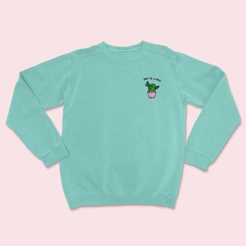 DON'T BE A PRICK Organic Embroidered Sweater Teal