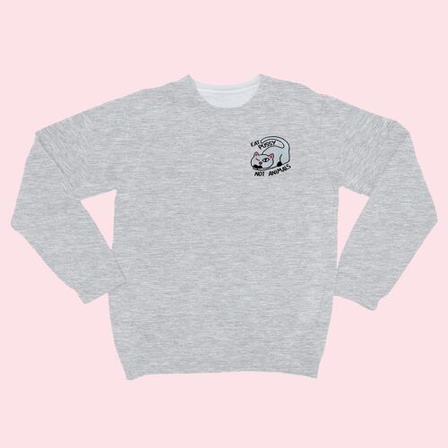 EAT P*SSY NOT ANIMALS Organic Embroidered Sweater Heather Grey