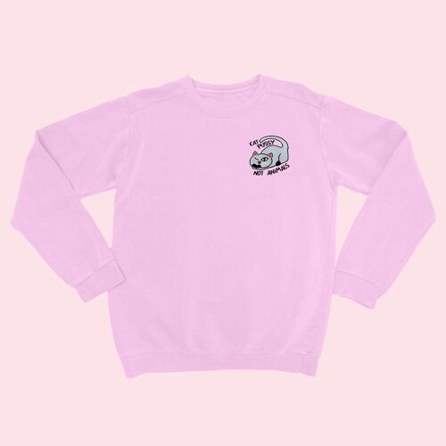 EAT P*SSY NOT ANIMALS Organic Embroidered Sweater Cotton Pink
