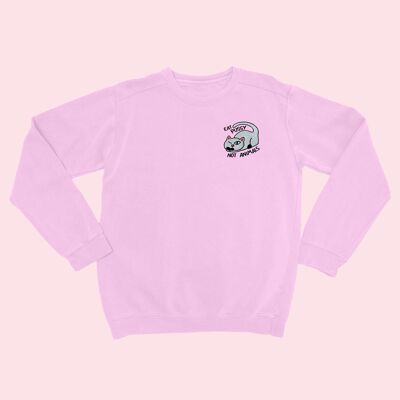 EAT P*SSY NOT ANIMALS Pull Bio Brodé Coton Rose