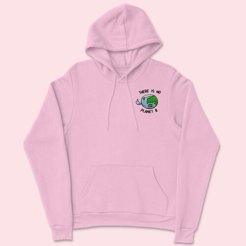 PLANET B Organic Embroidered Unisex Hoodie Cotton Pink