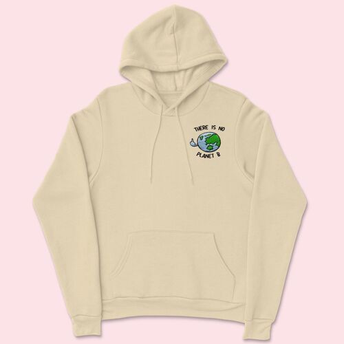 PLANET B Organic Embroidered Unisex Hoodie Nude