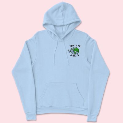 PLANET B Organic Embroidered Unisex Hoodie Sky Blue