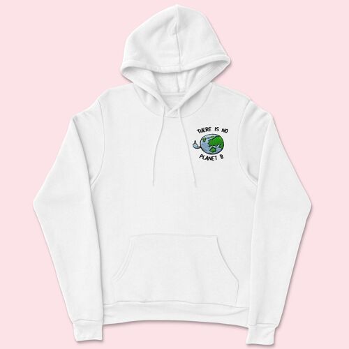 PLANET B Organic Embroidered Unisex Hoodie White