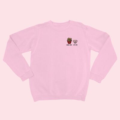 Wählen Sie Fries Not Lives besticktes Unisex-Sweatshirt Baby Pink