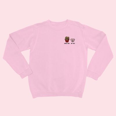 Choose Fries Not Lives Sudadera Unisex Bordada Rosa Bebé