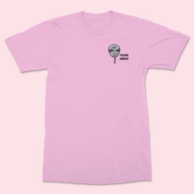 FCKING HUMANS Alien Camiseta bordada Unisex Algodón Rosa