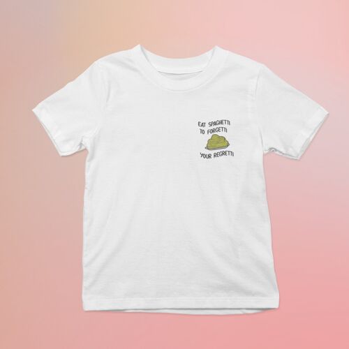 Eat Spaghetti Embroidered Kids T-shirt White