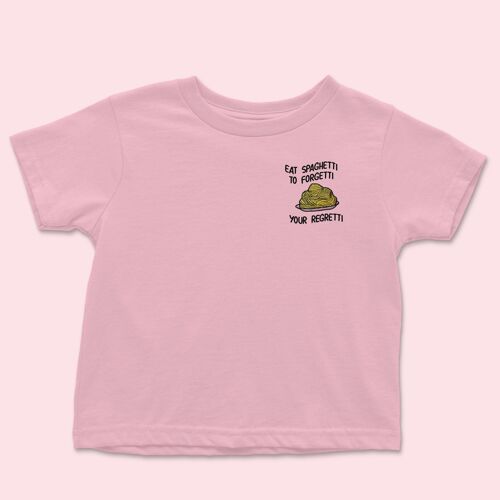 Eat Spaghetti Embroidered Kids T-shirt Cotton Pink
