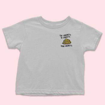 T-shirt Enfant Brodé Eat Spaghetti Gris Chiné 1