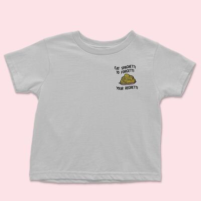 Eat Spaghetti Embroidered Kids T-shirt Heather Grey