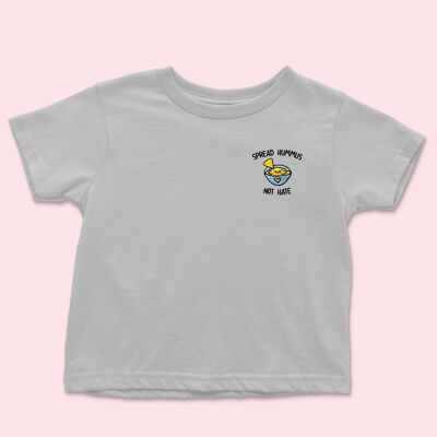 T-shirt Enfant Brodé Spread Hummus Not Hate Gris Chiné