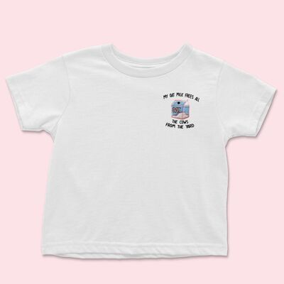 T-shirt per bambini con ricamo My Oat Milk Bianca