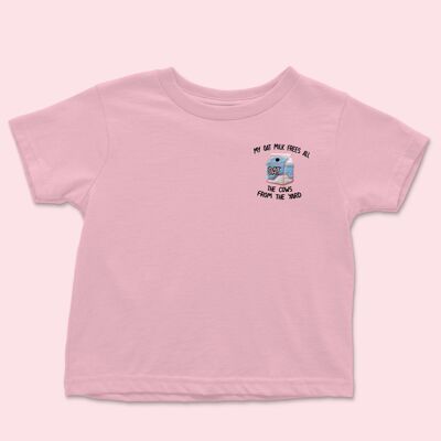 T-shirt per bambini con ricamo My Oat Milk in cotone rosa