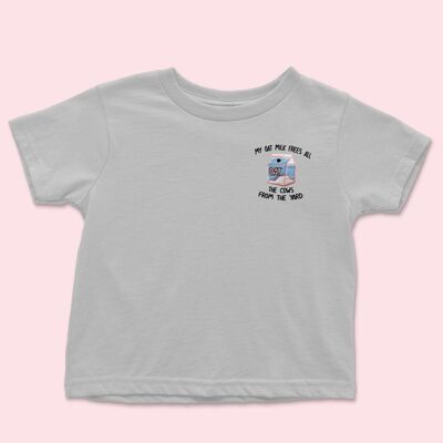 T-shirt per bambini con ricamo My Oat Milk Grigio erica