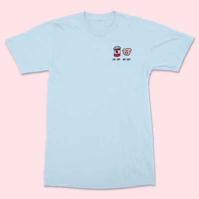 Camiseta unisex bordada EAT JAM NOT HAM azul cielo