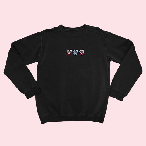 LOVEHEARTS Embroidered Unisex Sweater Black