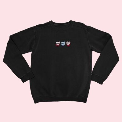 LOVEHEARTS Maglia Unisex Ricamata Nera