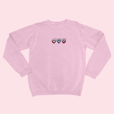 LOVEHEARTS bestickter Unisex Pullover Baby Pink
