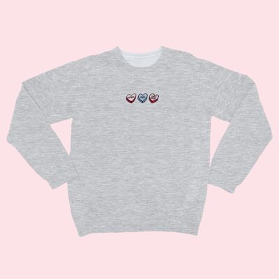 LOVEHEARTS Maglione unisex ricamato Heather Grey