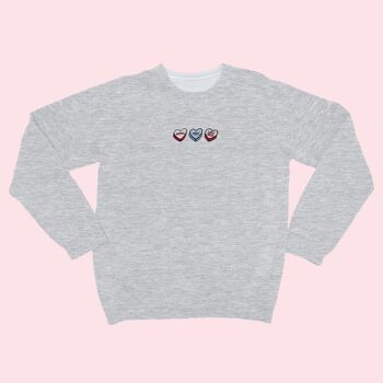 Pull Unisexe Brodé LOVEHEARTS Gris Chiné 1