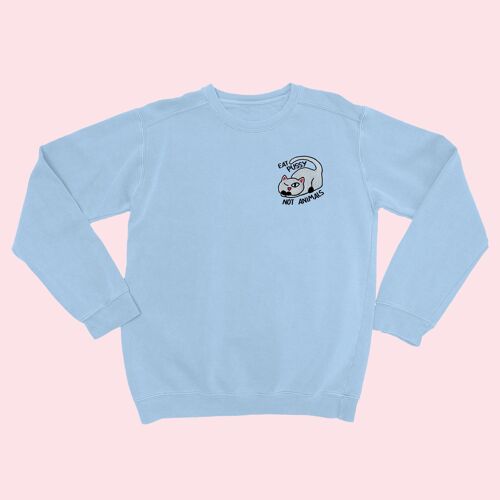 EAT PUSSY NOT ANIMALS Embroidered Unisex Sweater Light Blue
