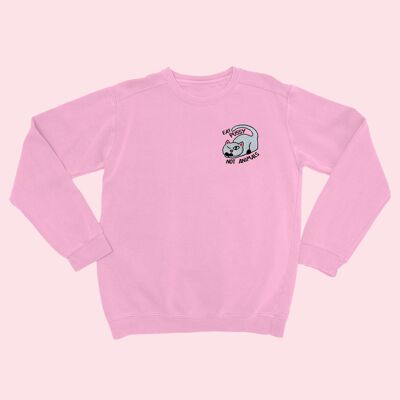 EAT PUSSY NOT ANIMALS Maglia unisex ricamata rosa chiaro