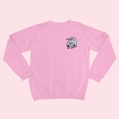 EAT PUSSY NOT ANIMALS Embroidered Unisex Sweater Light Pink