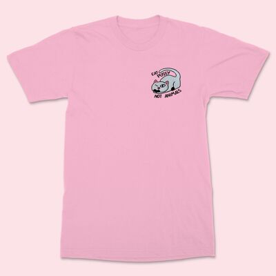 EAT PUSSY NOT ANIMALS Embroidered Unisex Shirt Cotton Pink