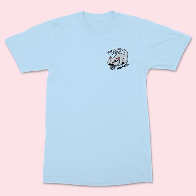 EAT PUSSY NOT ANIMALS Embroidered Unisex Shirt Sky Blue