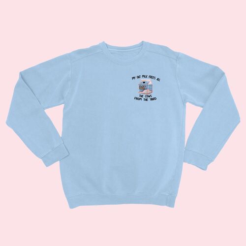 My Oat Milk Embroidered Unisex Sweatshirt Light Blue