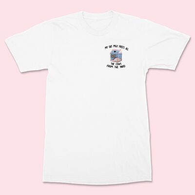 T-shirt unisex ricamata My Oat Milk bianca