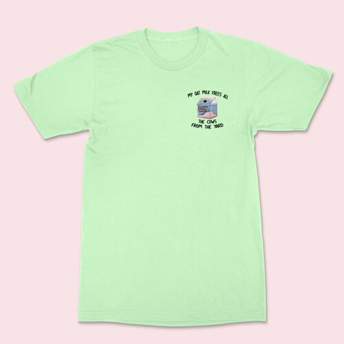 My Oat Milk Embroidered Unisex T-shirt Stem Green