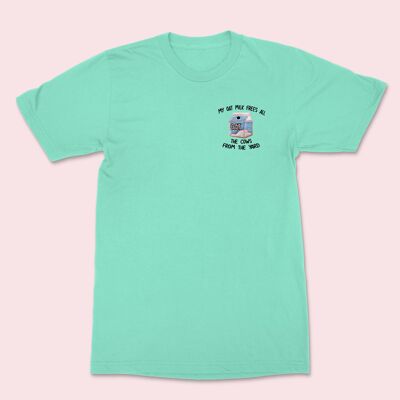 T-shirt unisex con ricamo My Oat Milk Teal