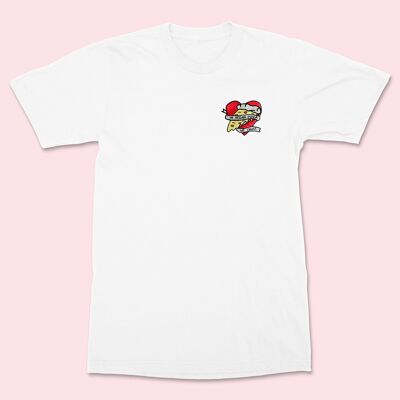 VEGAN PIZZA Embroidered Unisex Shirt White