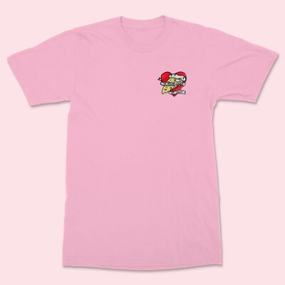 VEGAN PIZZA Embroidered Unisex Shirt Pale Pink
