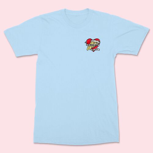 VEGAN PIZZA Embroidered Unisex Shirt Baby Blue