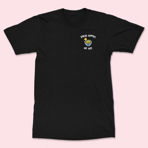 Spread Hummus Black Unisex Embroidered T-shirt