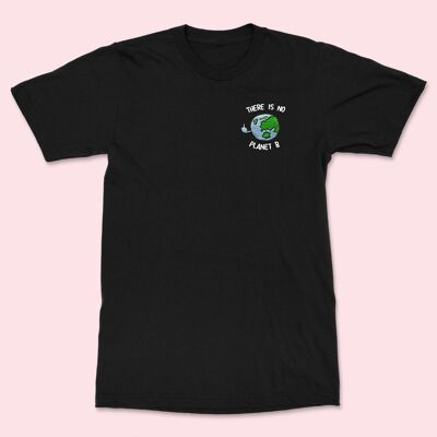 PLANETB Besticktes schwarzes Unisex-T-Shirt