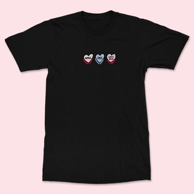 Camicia unisex ricamata LOVEHEARTS nera