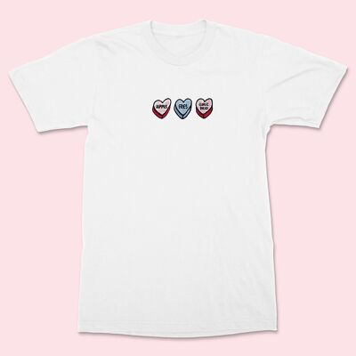 LOVEHEARTS besticktes Unisex-Shirt Weiß
