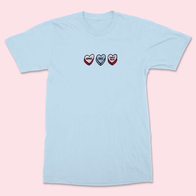 LOVEHEARTS besticktes Unisex-Shirt Babyblau