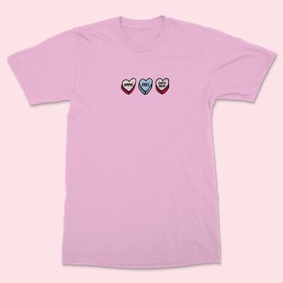 LOVEHEARTS Besticktes Unisex-Hemd Baumwolle Rosa