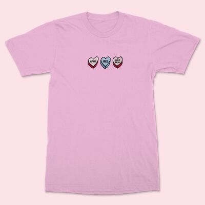 LOVEHEARTS Embroidered Unisex Shirt Cotton Pink