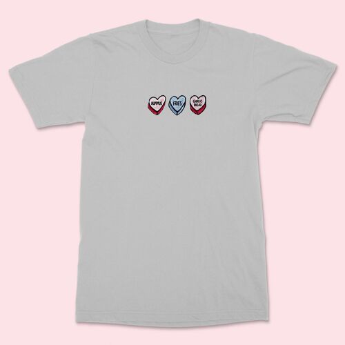 LOVEHEARTS Embroidered Unisex Shirt Grey