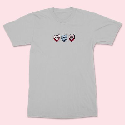 LOVEHEARTS Besticktes Unisex-Shirt Grau