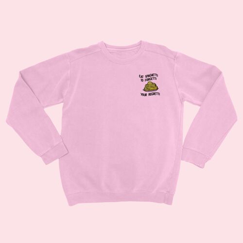 Eat Spaghetti Embroidered Unisex Sweatshirt Light Pink