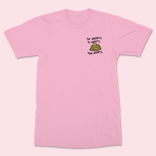 Eat Spaghetti Embroidered Unisex Shirt Cotton Pink