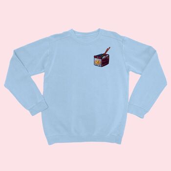 SEND NOODS Sweat-shirt brodé unisexe bleu clair 1