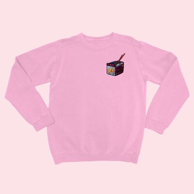 SEND NOODS Unisex Embroidered Sweatshirt Light Pink